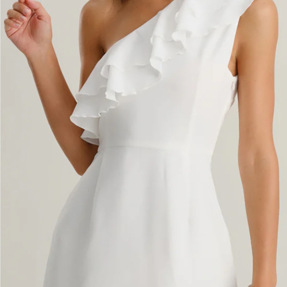 RIHOAS White One-Shoulder Ruffle Dress